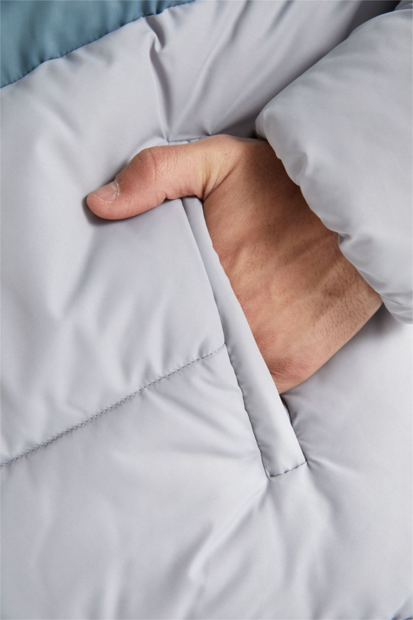 MAN Grey Water Repellent Regular Fit Puffer Jacket