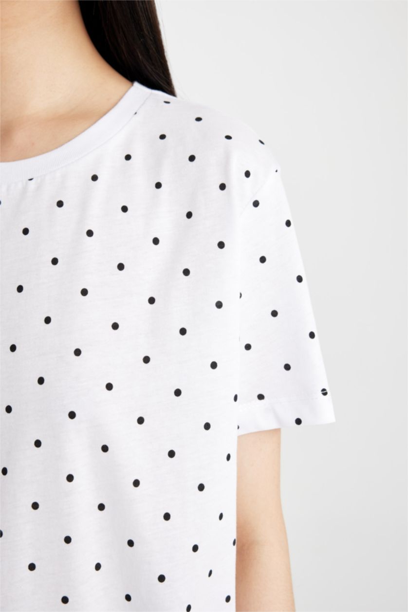 WOMAN Violet Beyaz Long Fit Short Sleeve T-Shirt