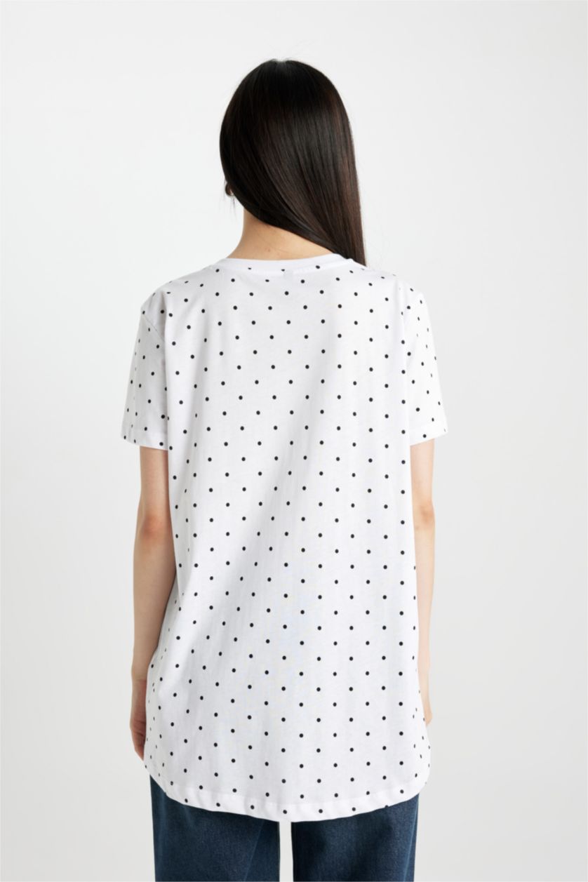 WOMAN Violet Beyaz Long Fit Short Sleeve T-Shirt