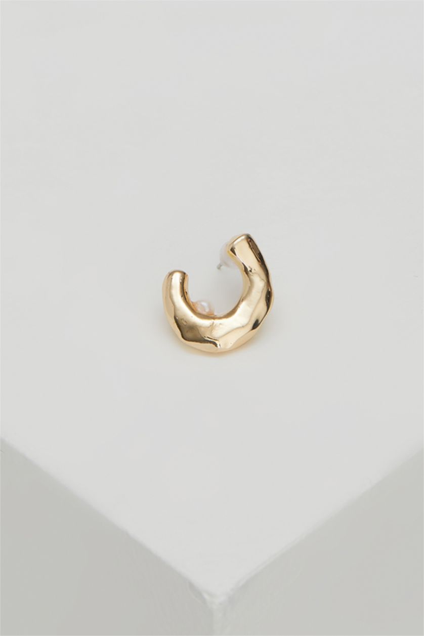 Kadın Altın İncili Yarım Ay Küpe