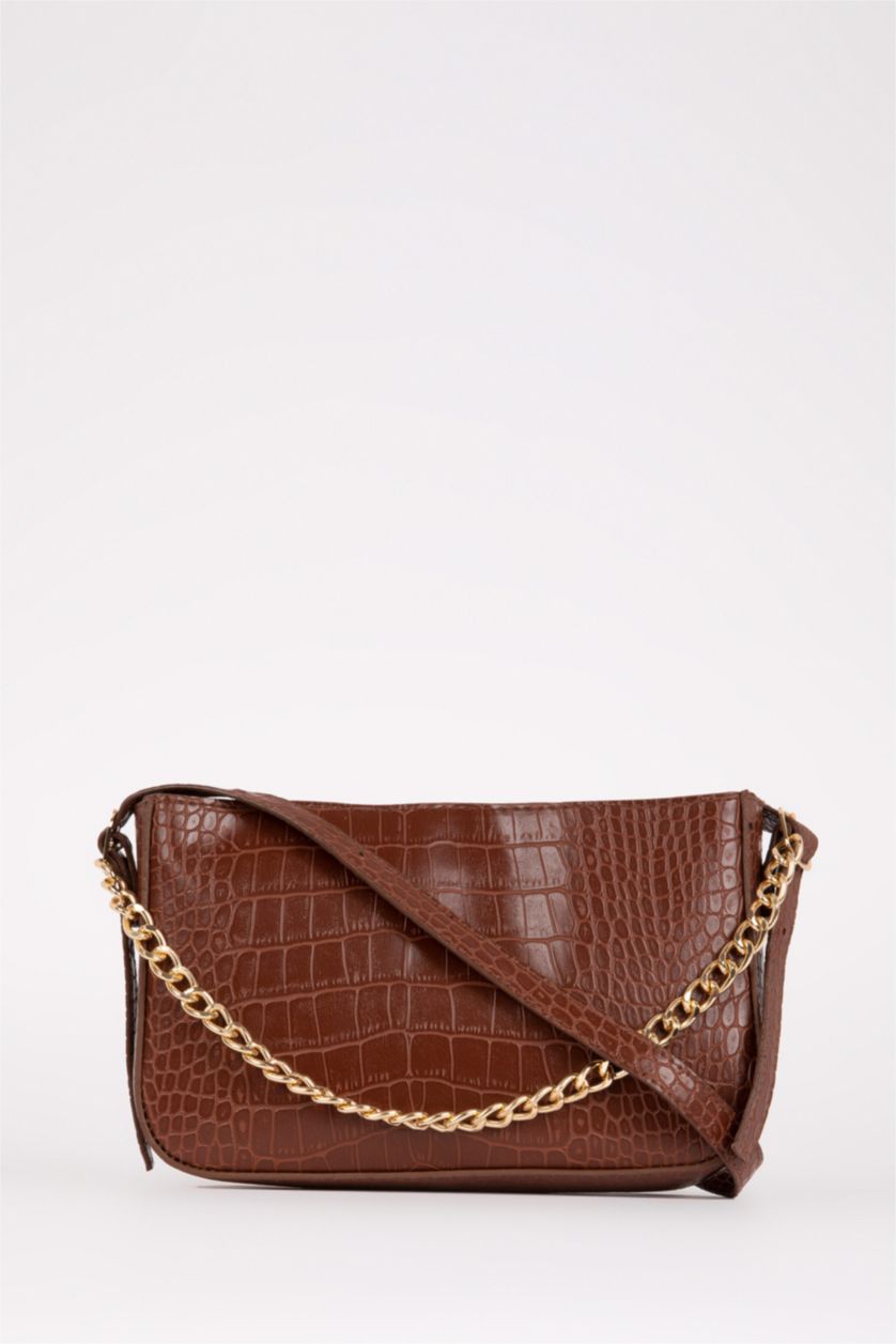 WOMAN Dark Brown Faux Leather Crossbody Bag