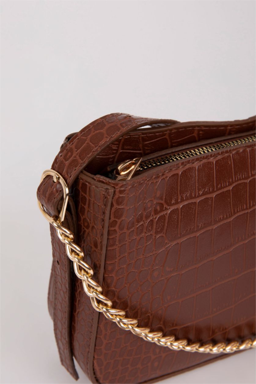 WOMAN Dark Brown Faux Leather Crossbody Bag