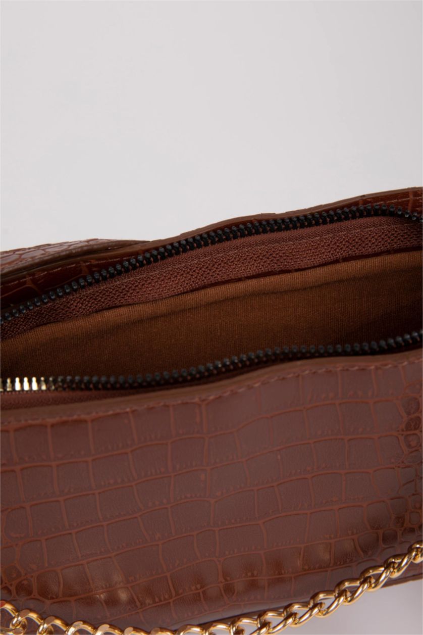 WOMAN Dark Brown Faux Leather Crossbody Bag