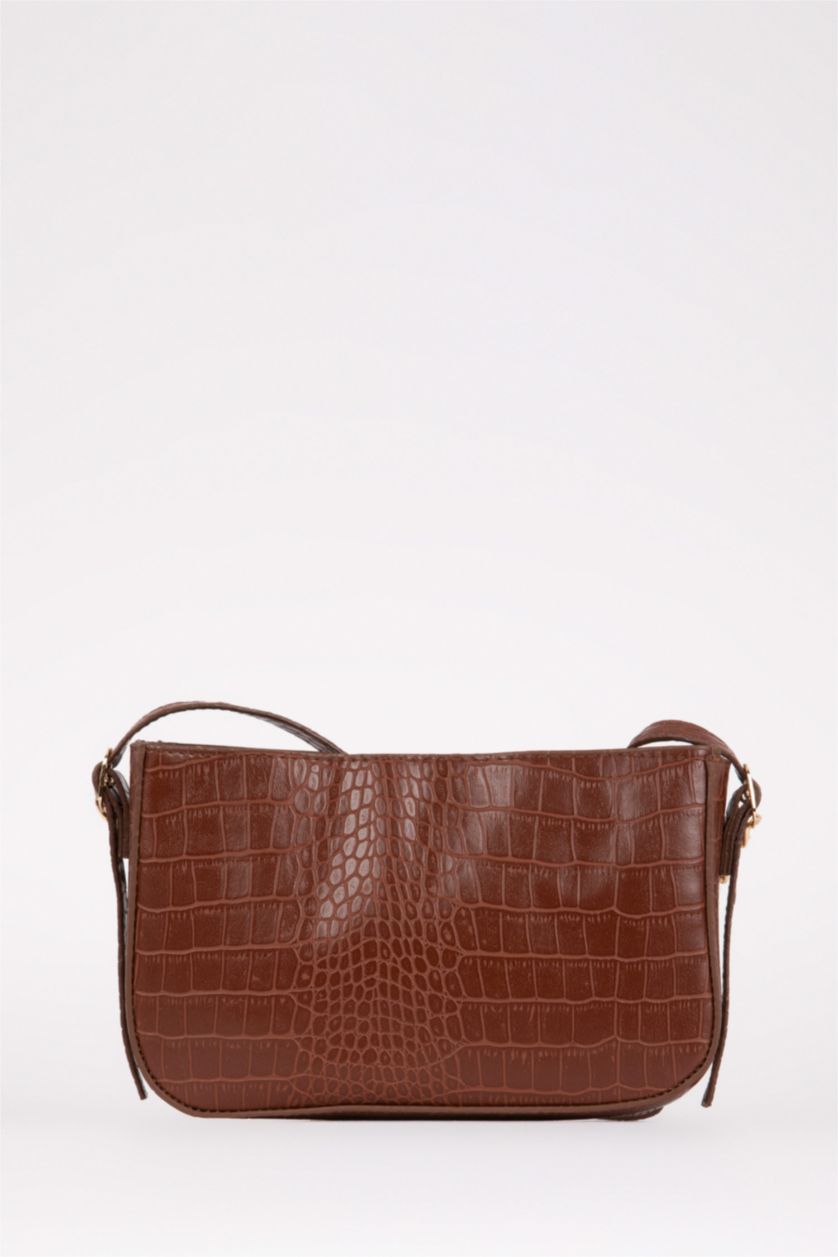 WOMAN Dark Brown Faux Leather Crossbody Bag