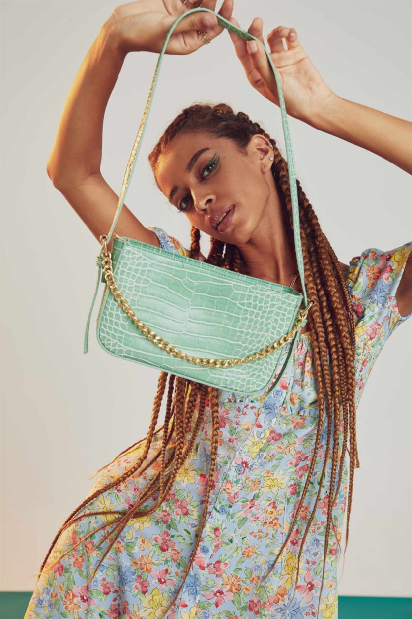 Kadın Mint Suni Deri Çapraz Çanta