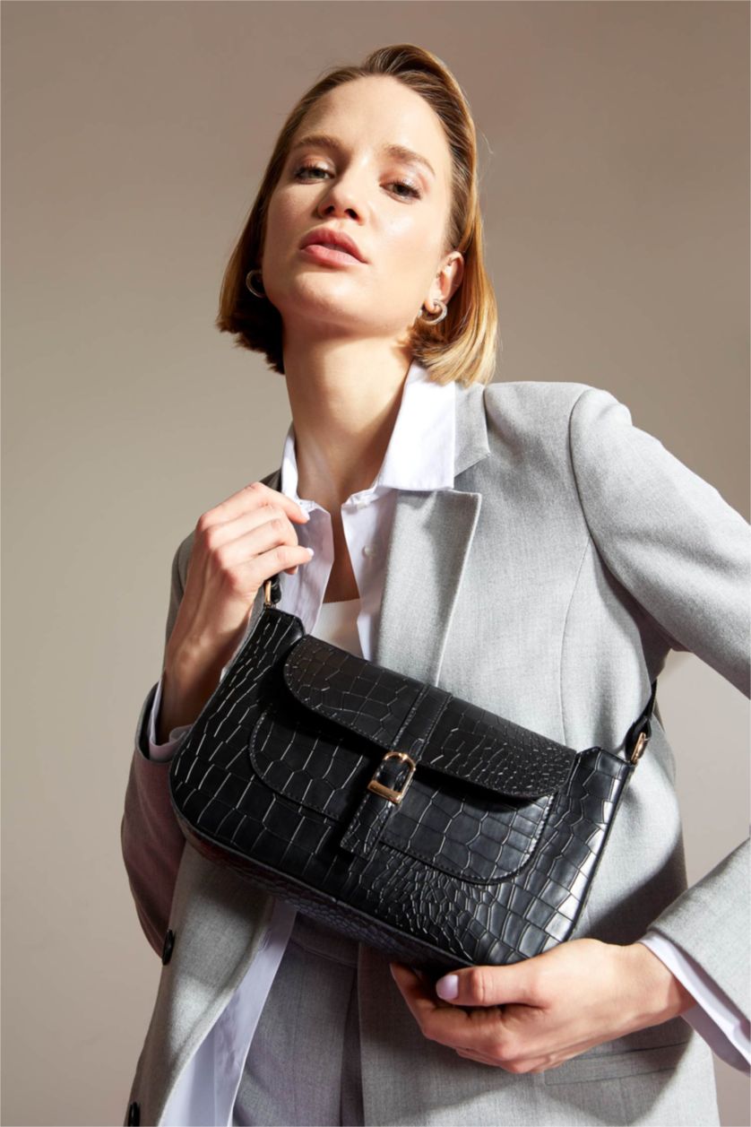 Женщины Черный Faux Leather Crossbody Bag