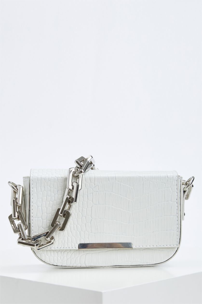 نساء أبيض شنطة كروس بودي جلد صناعي