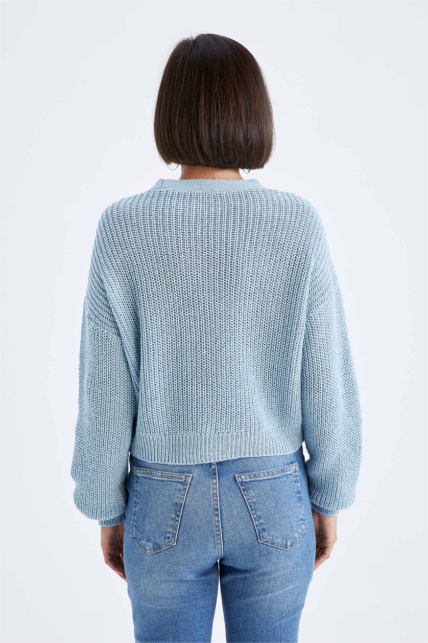WOMAN Light Blue Regular Fit Cardigan