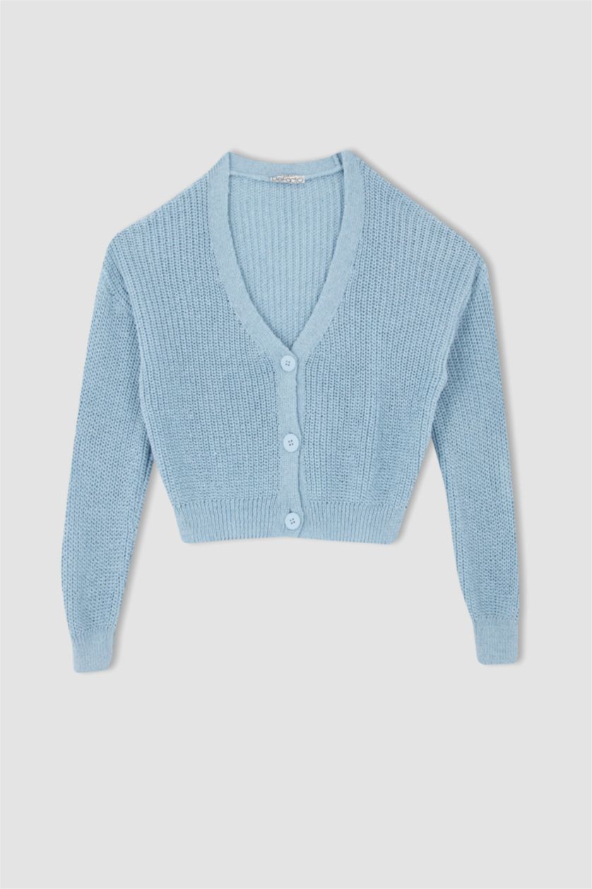 WOMAN Light Blue Regular Fit Cardigan
