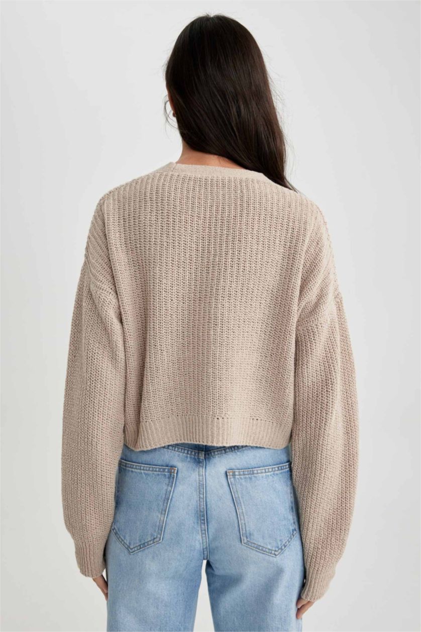 FEMME Beige Cardigan Coupe Régulière Col En V