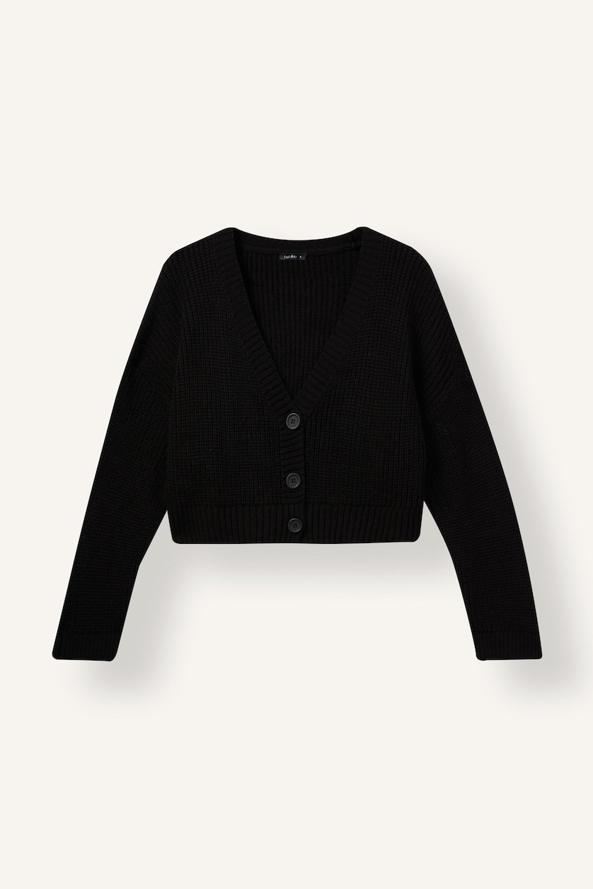 FEMME Noir Cardigan à col V Coupe régulière