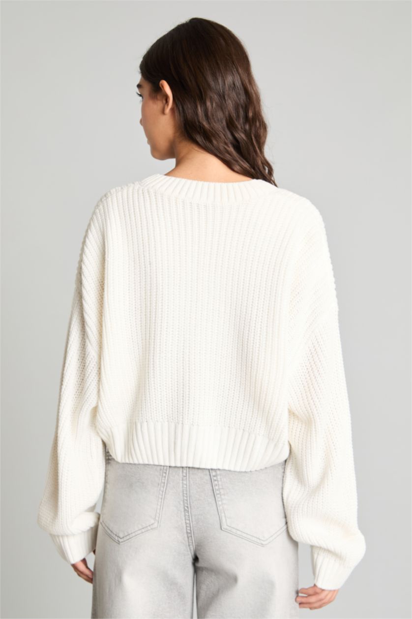 Woman Ecru Regular Fit Cardigan