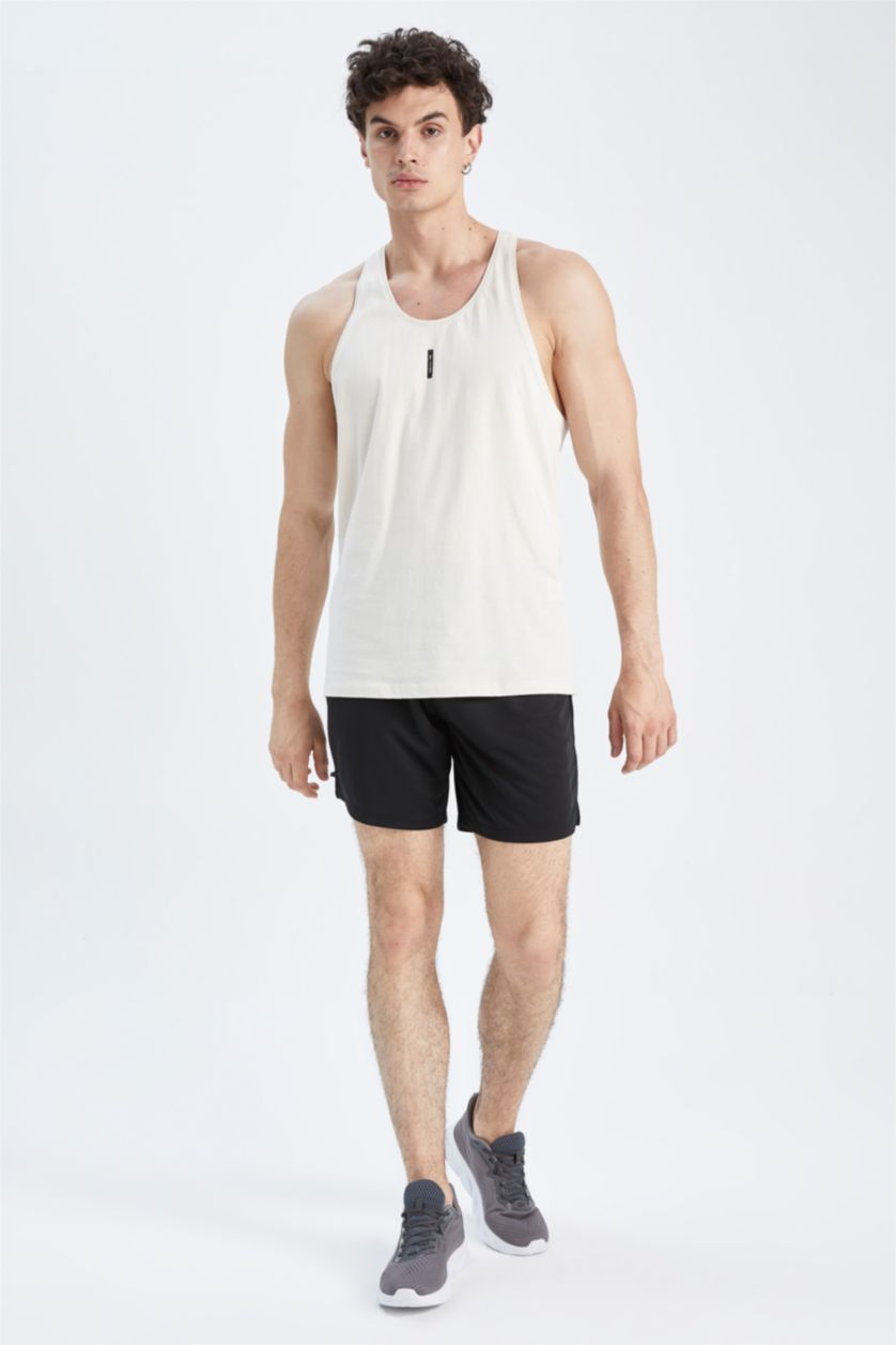 HOMME Beige Débardeur Coupe slim raccourcie Col rond