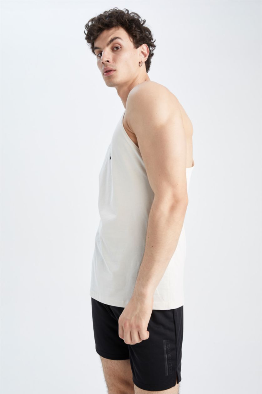 HOMME Beige Débardeur Coupe slim raccourcie Col rond