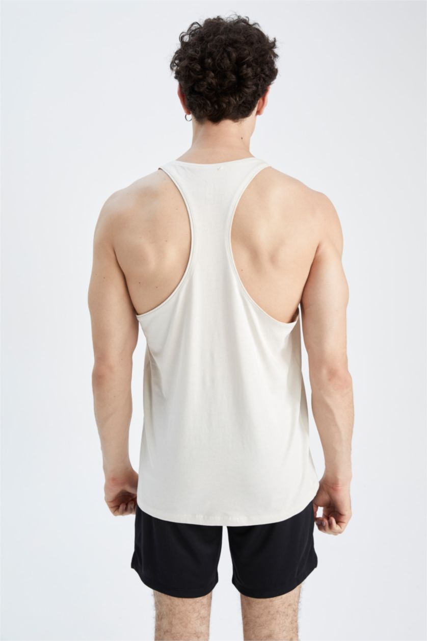 HOMME Beige Débardeur Coupe slim raccourcie Col rond