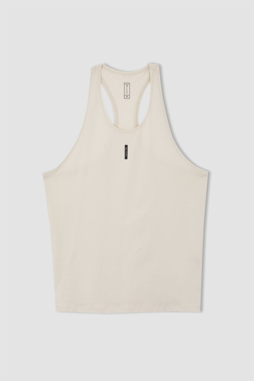 HOMME Beige Débardeur Coupe slim raccourcie Col rond