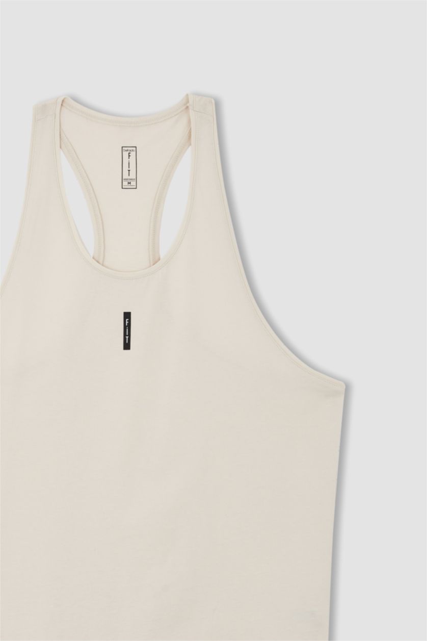 HOMME Beige Débardeur Coupe slim raccourcie Col rond