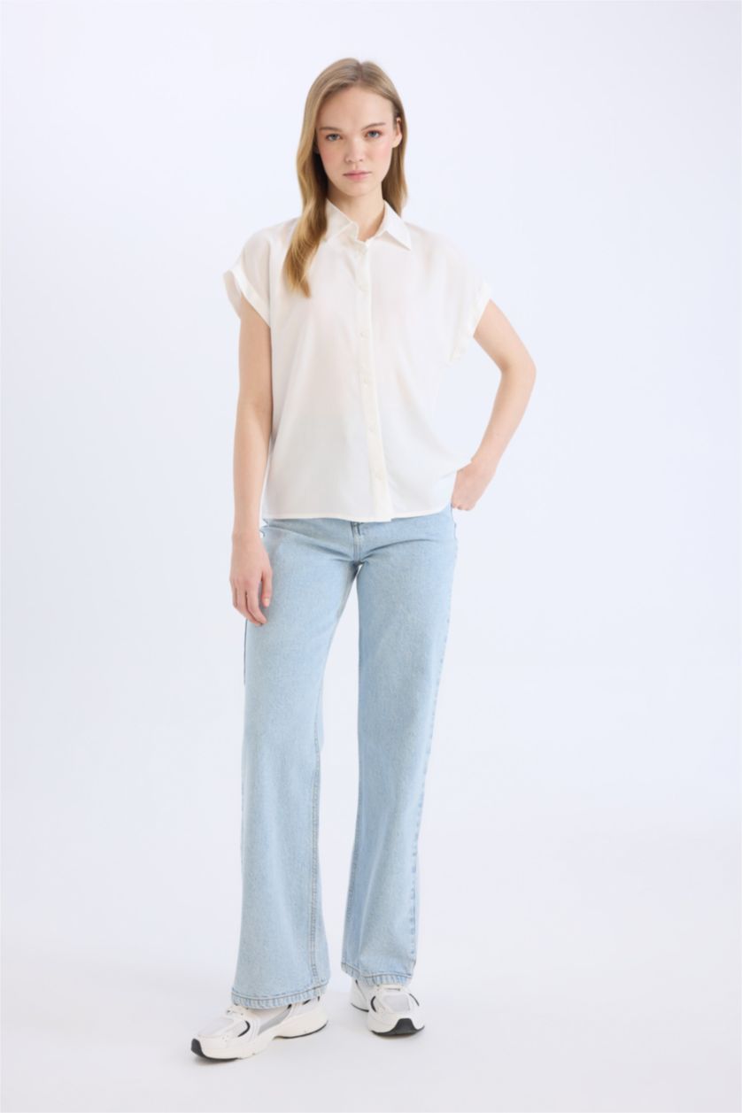 Әйелдерге АҚ қалыпты пішім Қысқа жеңді көйлек