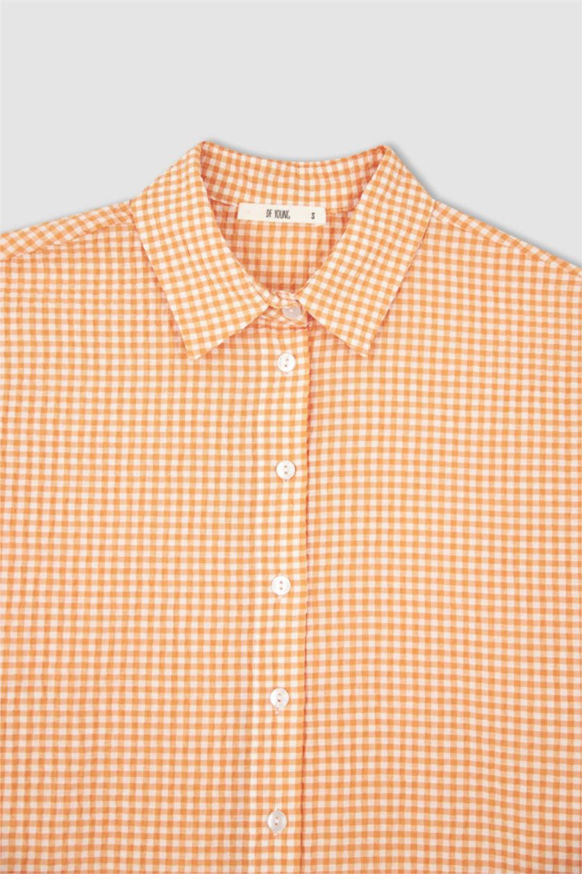 FEMME Orange Tunique chemise texturée Seekers à manches longues et col chemise coupe oversize