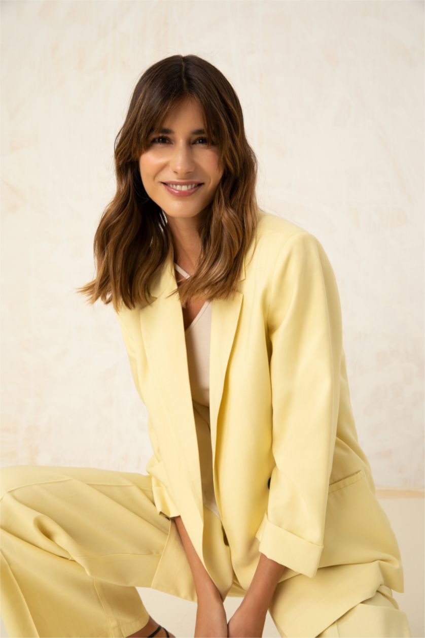 Kadın Sarı Loose Fıt Blazer Ceket