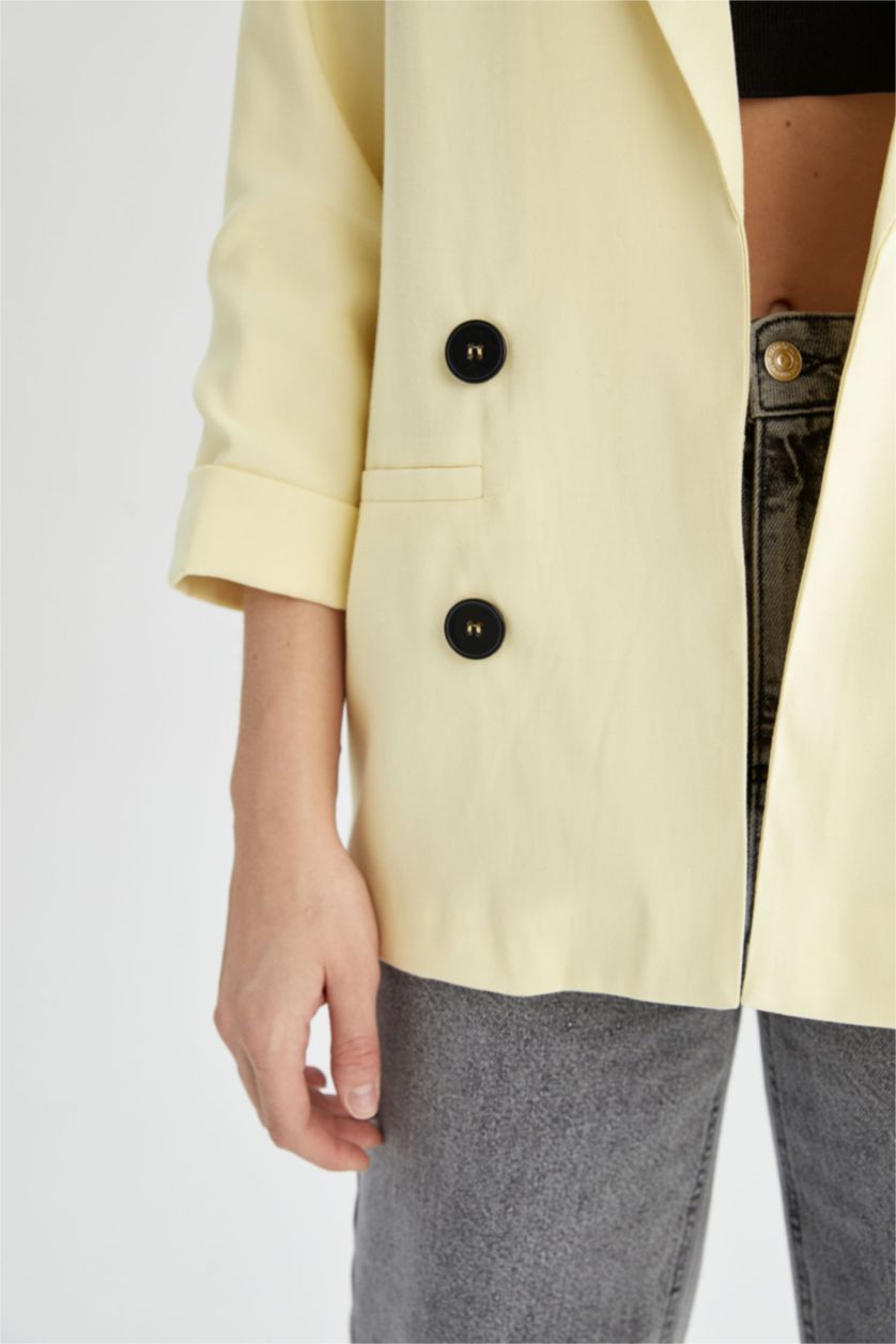 Kadın Sarı Loose Fıt Blazer Ceket