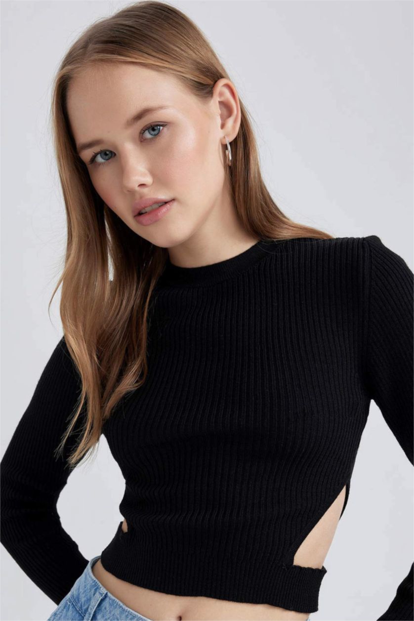 WOMAN Black Slim Fit Crew Neck Knitwear Pullover