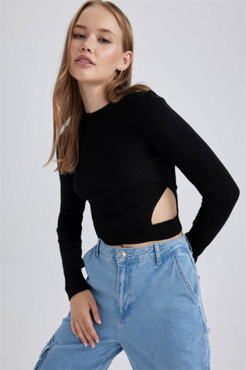 WOMAN Black Slim Fit Crew Neck Knitwear Pullover