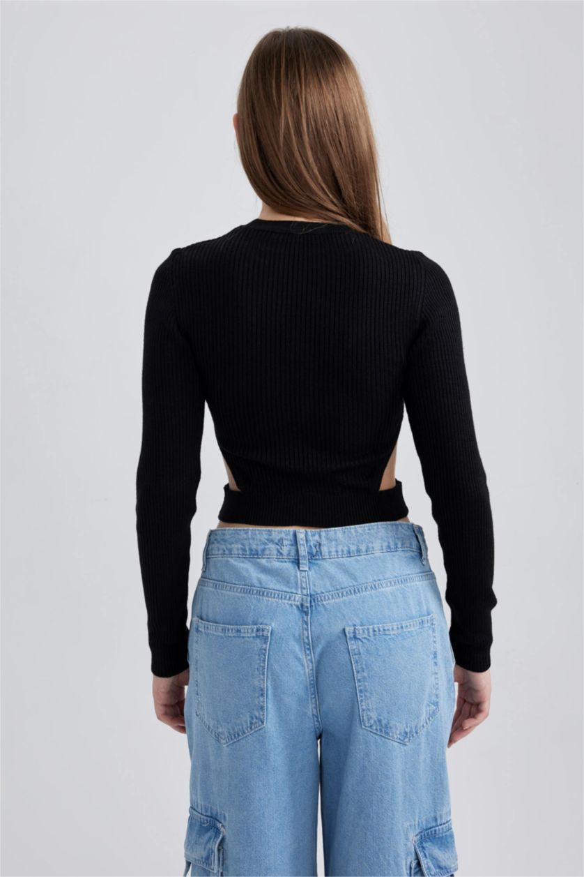 WOMAN Black Slim Fit Crew Neck Knitwear Pullover