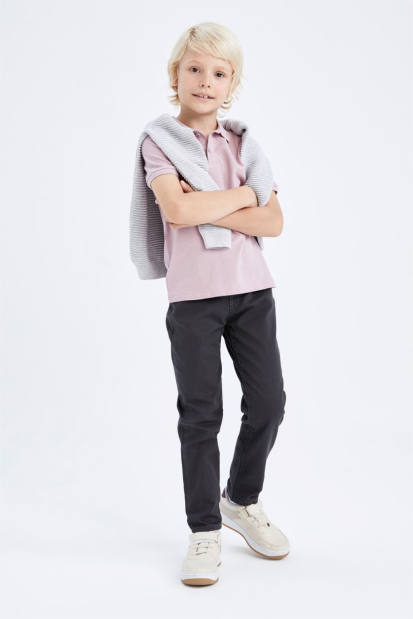Мальчики и подростки Темный антрацит Брюки стандартного кроя из габардина для мальчиков, Школьная коллекция