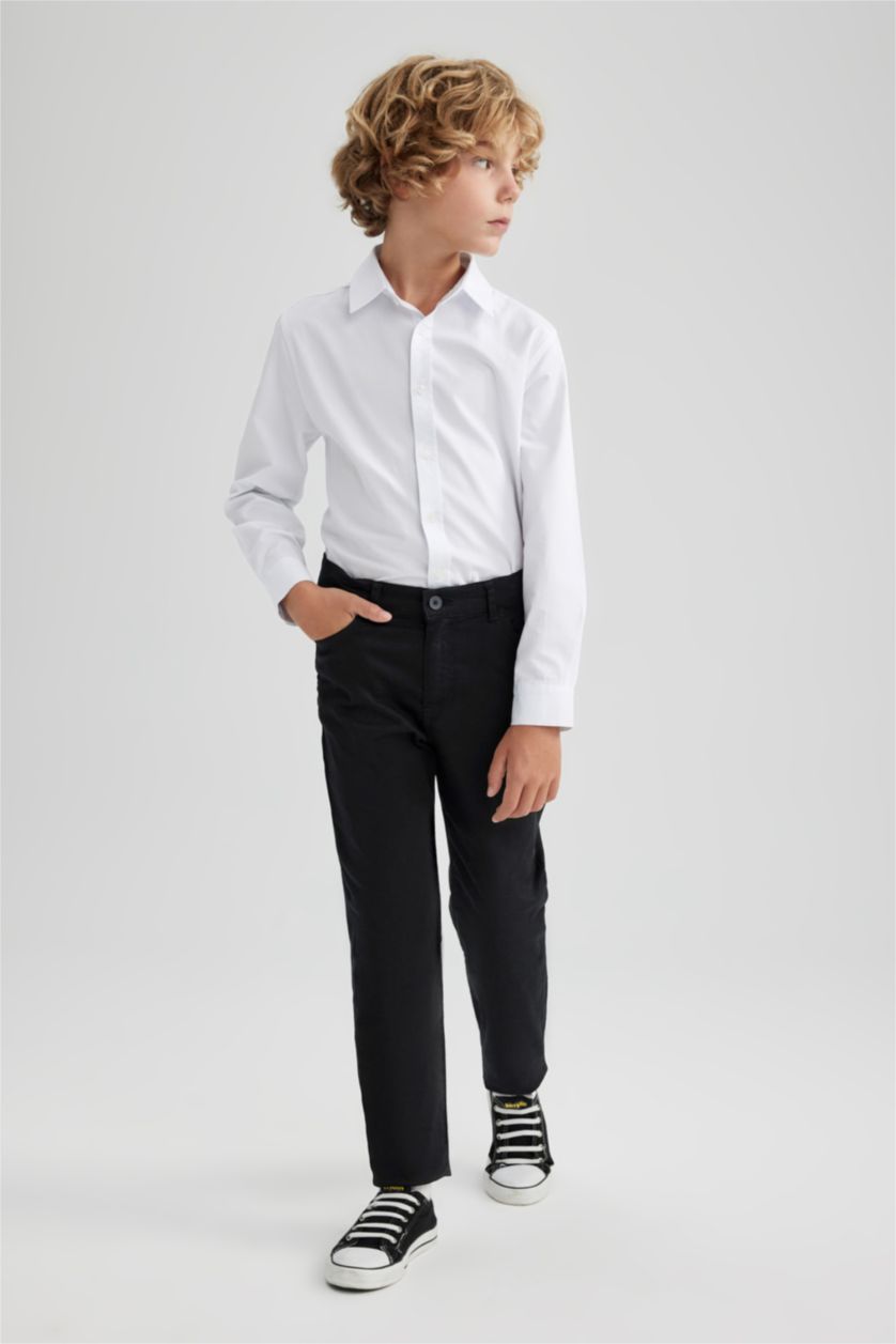 BOYS & TEENS Black Regular Fit Gabardine Trousers