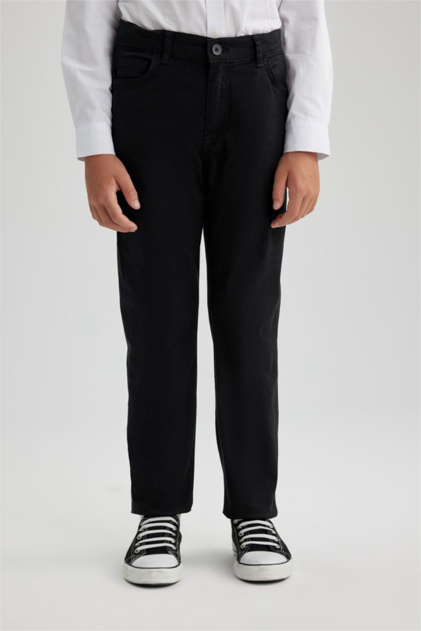 BOYS & TEENS Black Regular Fit Gabardine Trousers