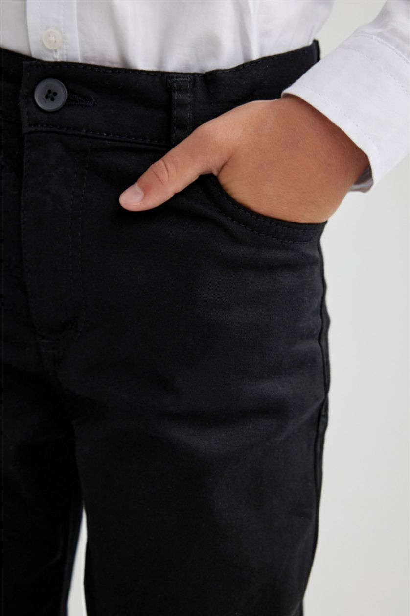 BOYS & TEENS Black Regular Fit Gabardine Trousers