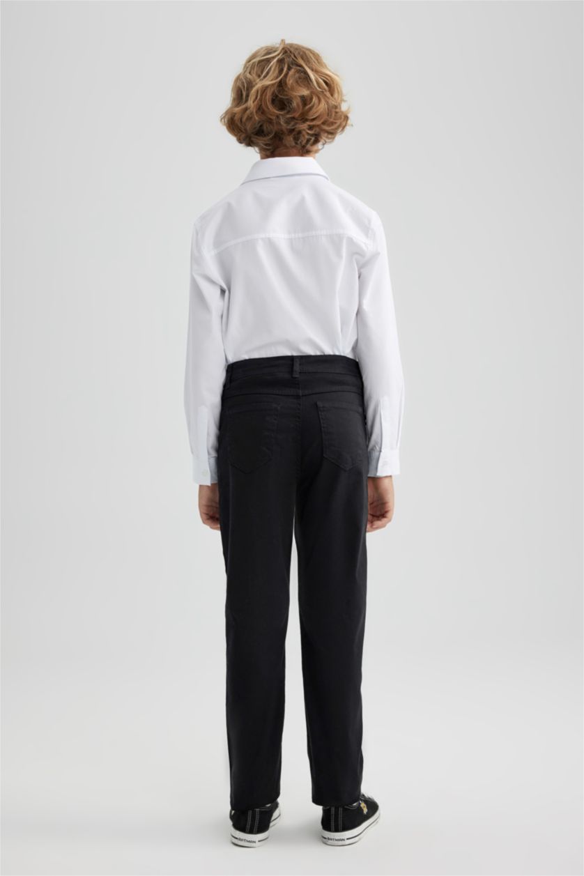 BOYS & TEENS Black Regular Fit Gabardine Trousers