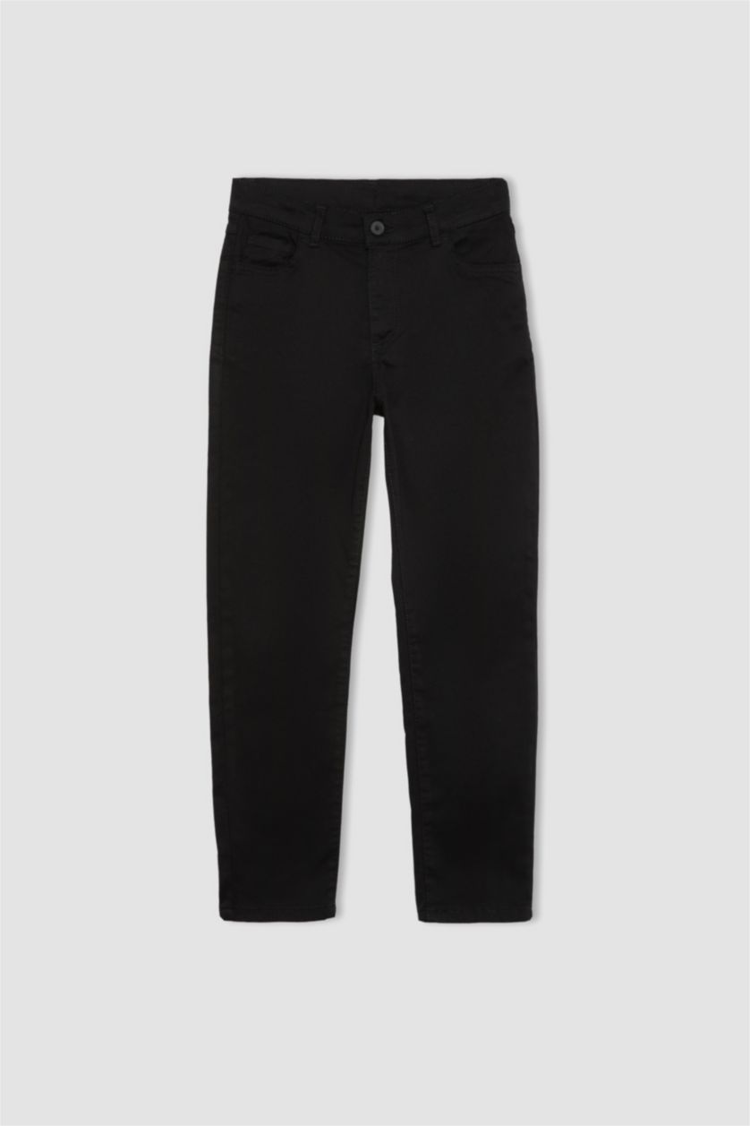 BOYS & TEENS Black Regular Fit Gabardine Trousers