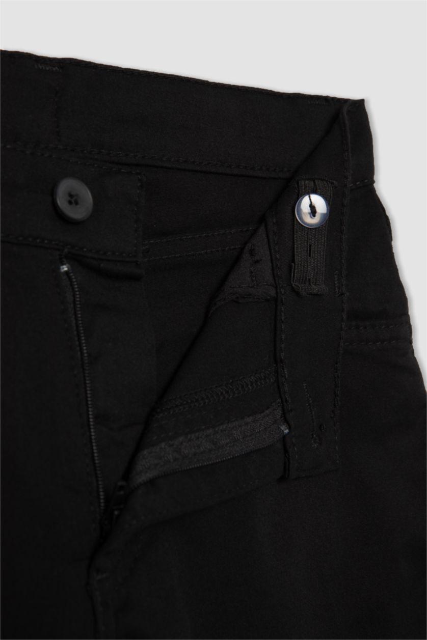 BOYS & TEENS Black Regular Fit Gabardine Trousers