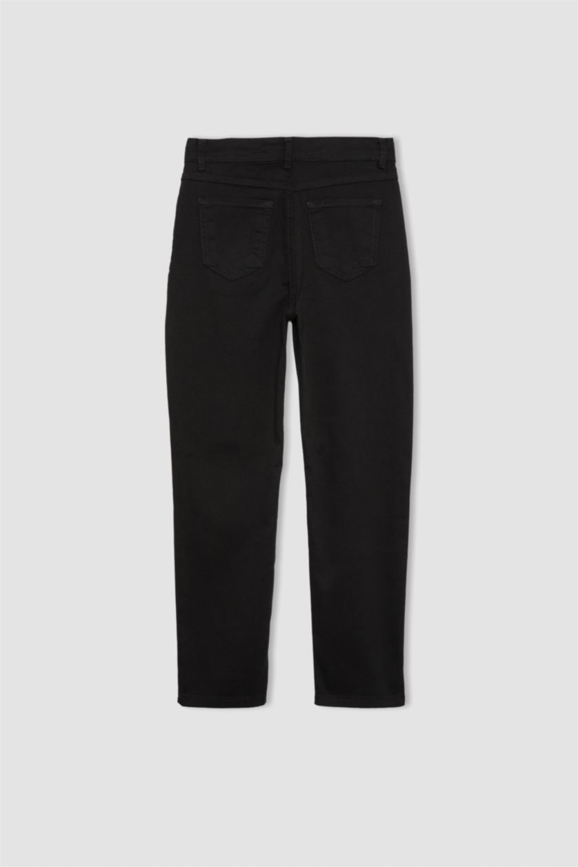 BOYS & TEENS Black Regular Fit Gabardine Trousers