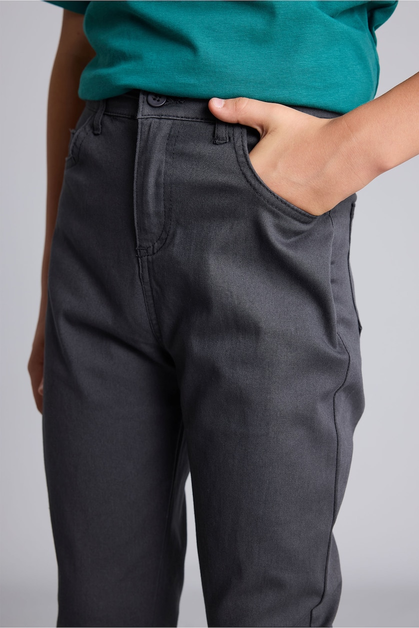 Boys & Teens Anthracite Boy Standard Fit Straight Leg Gabardine Trousers