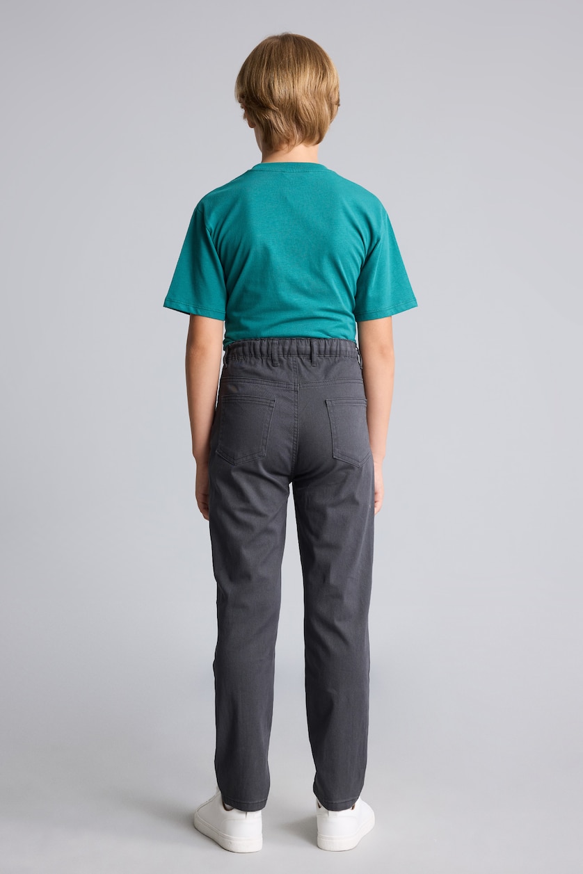 Boys & Teens Anthracite Boy Standard Fit Straight Leg Gabardine Trousers