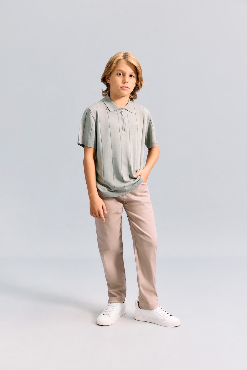 BOYS & TEENS Beige Boy Straight Leg Gabardine Trousers