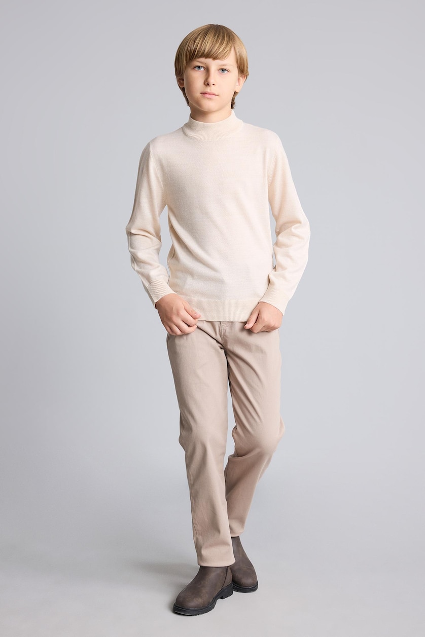BOYS & TEENS Beige Boy Straight Leg Gabardine Trousers Boys
