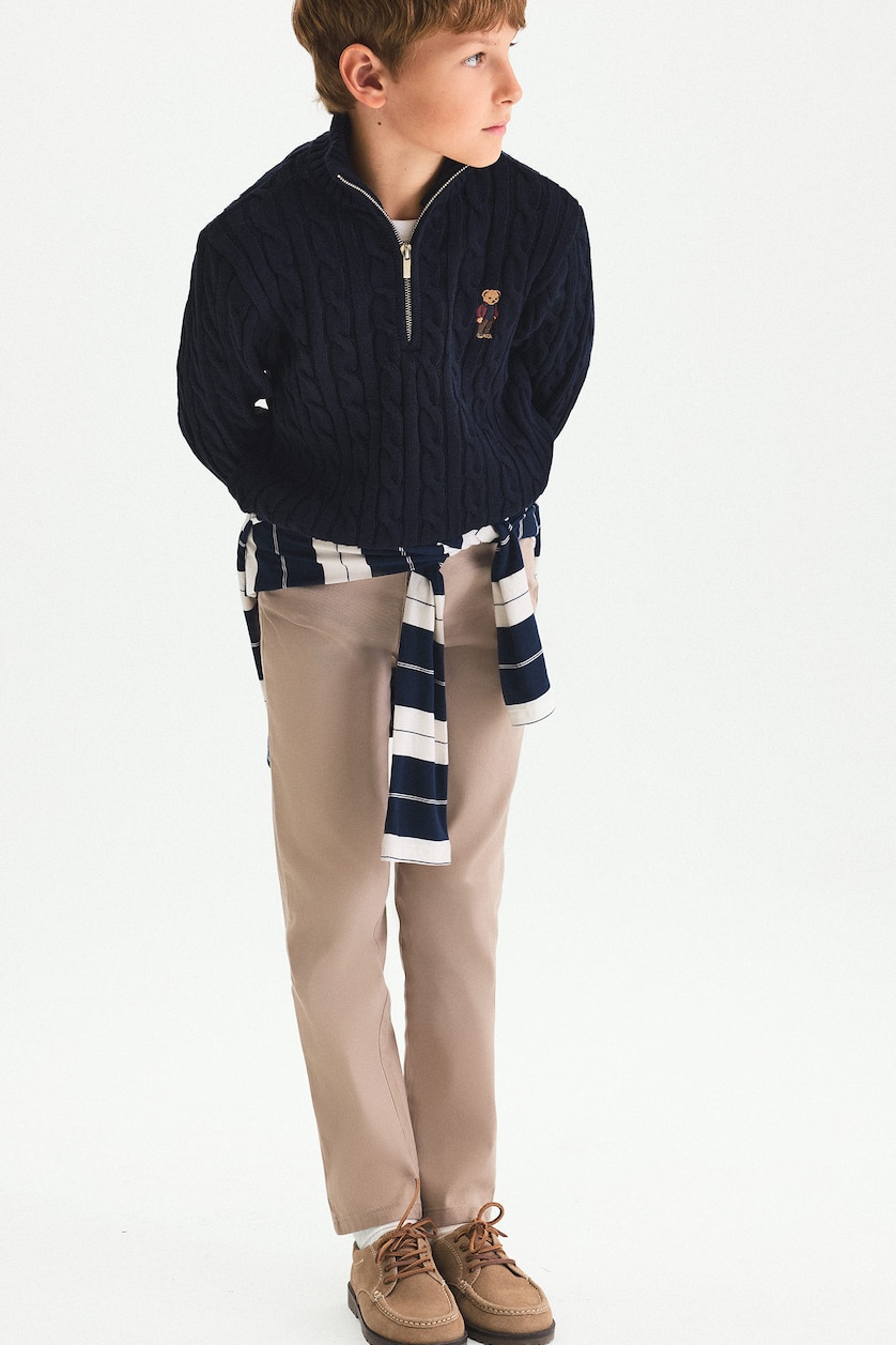 BOYS & TEENS Beige Boy Straight Leg Gabardine Trousers