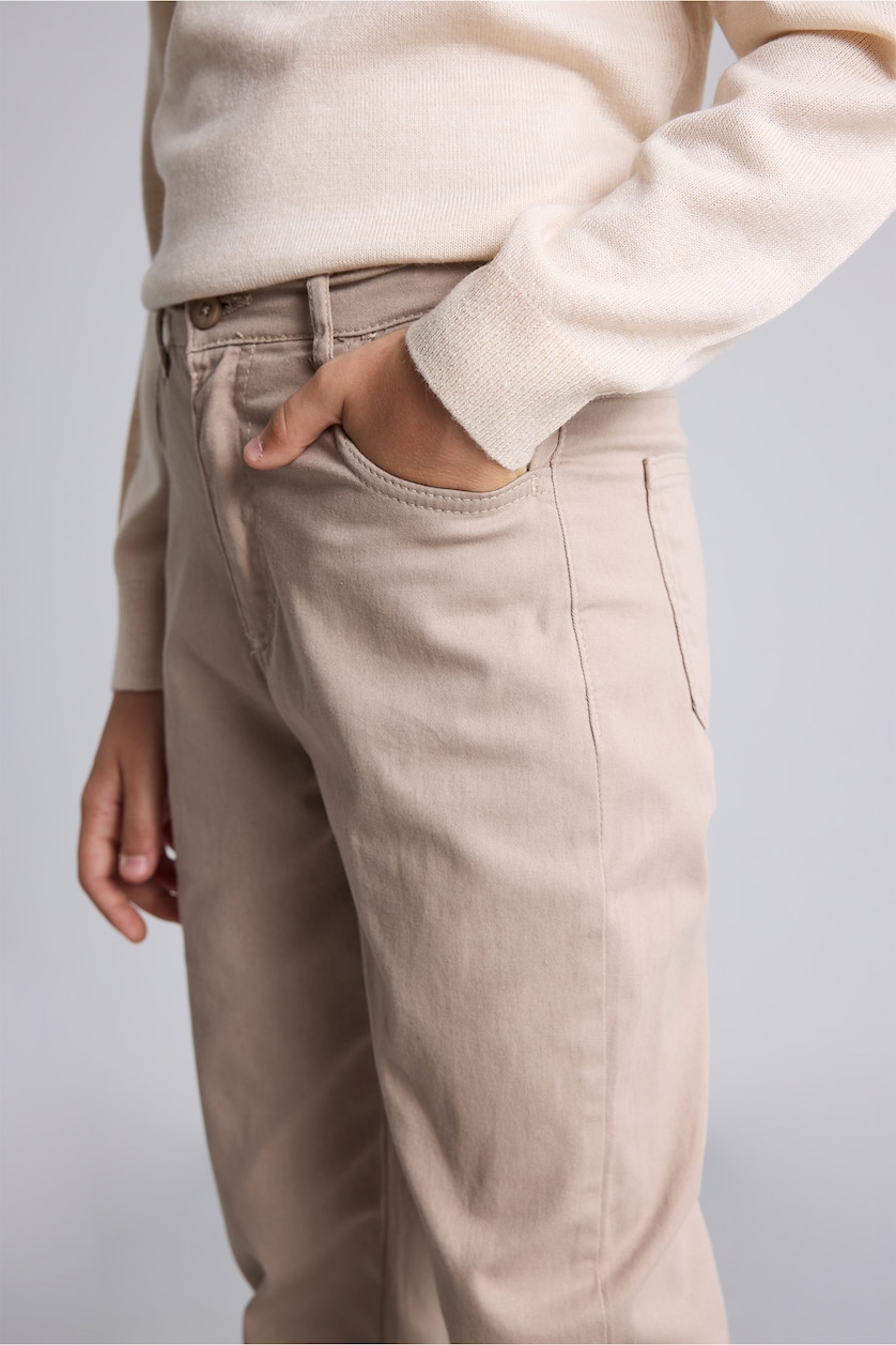 BOYS & TEENS Beige Boy Straight Leg Gabardine Trousers Boys
