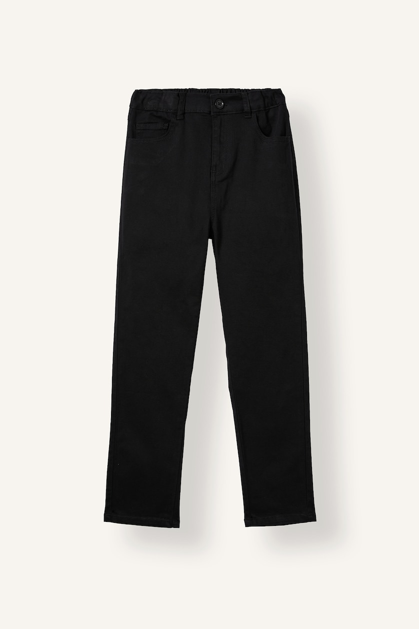 GARÇONS Noir Pantalon en gabardine à jambes droites pour garçon