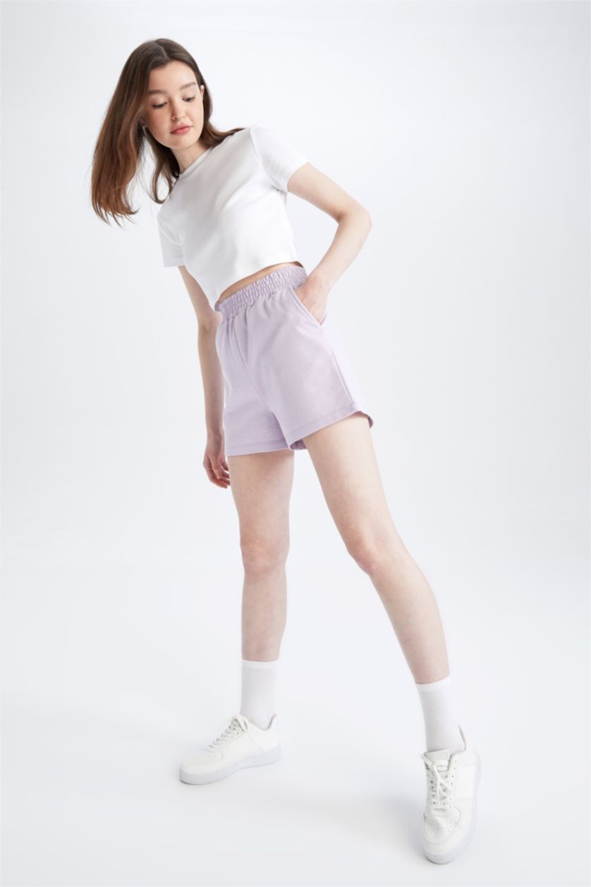 حريمي ميلانج بنفسجي شورت قصير بيزك قصة عادية