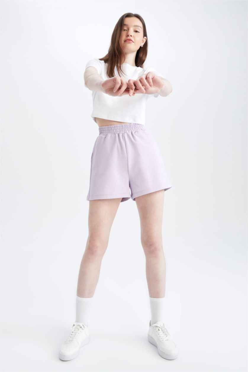 حريمي ميلانج بنفسجي شورت قصير بيزك قصة عادية