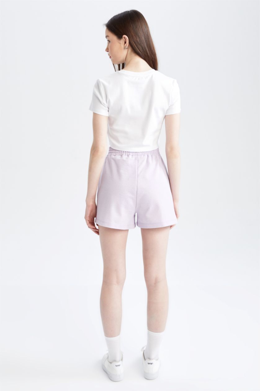 حريمي ميلانج بنفسجي شورت قصير بيزك قصة عادية