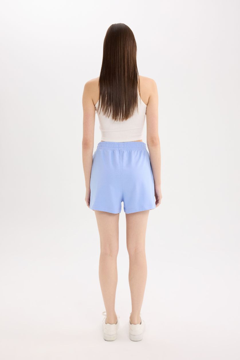 Woman Blue Straight Leg Shorts