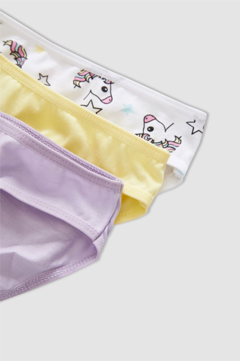 بنات اوف وايت 3 قطع من سراويل داخلية قطنية ملونة بطبعات يونيكورن للبنات
