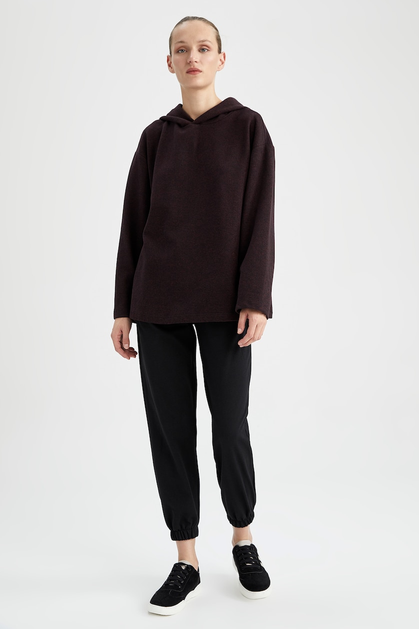 Kadın Siyah Jogger Fıt İnce Sweatshirt Kumaşı Pantolon
