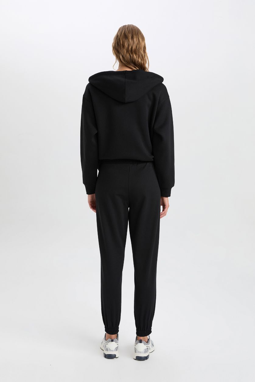 Woman Black jogger Thin Sweatshirt Fabric Trousers